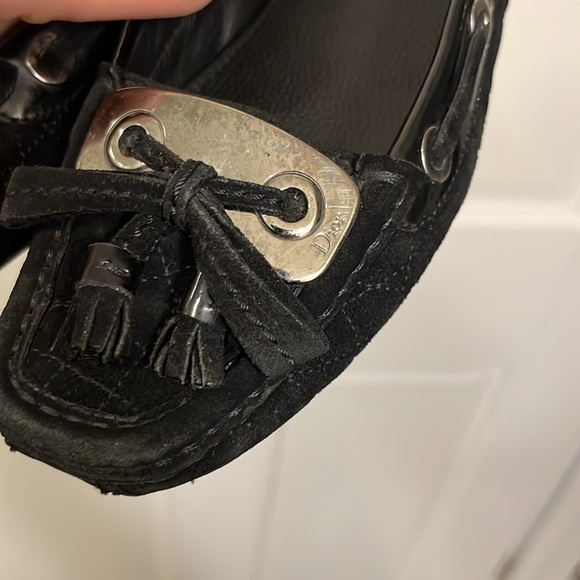 Dior Black Leather and suede Loafers with silver Metallic plate- size 7 - Picture 9 of 16